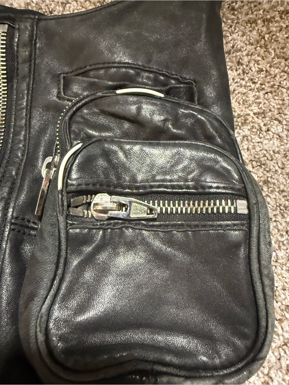 Alexander Wang Black Leather Crossbody Bag with Front Zip Pockets - Picture 3 of 10
